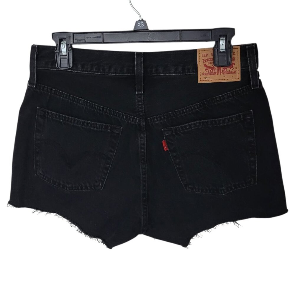 Levis 501 Original Cutoff Shorts Black High Rise Size 28 Button Fly Festival - Picture 2 of 12